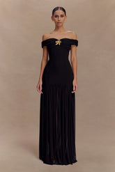 Kellie Off Shoulder Crepe Maxi Dress - Black