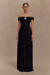 Kellie Off Shoulder Crepe Maxi Dress - Black