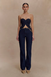 Meryl Lace Up Denim Jean - Indigo Blue