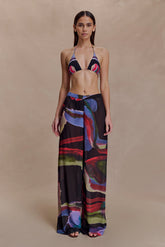 Rachel Chiffon Straight Leg Pants - Multi Fluid Reverie Print