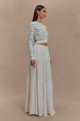 Tanner Striped Knit Cardigan - Light Blue/White