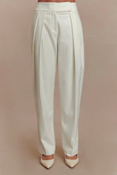 Penelope Pleated High Waisted Pants - Ivory