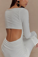 Vienna Slinky Cut Out Maxi Dress - White