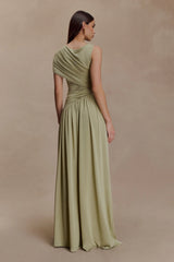 Ayeshya Slinky Asymmetric Maxi Dress - Sage