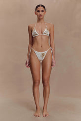 Huntleigh Crochet Bikini Bottom - White & Gold Sunshine Print
