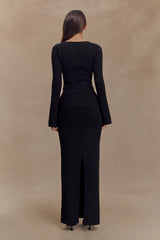 Justine Belted Knit Top - Black