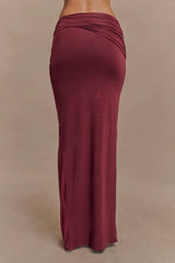 Judy Slinky And Mesh Maxi Skirt - Wine