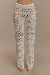 Trena Crochet Knit Pants - Ivory