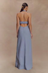 Carolyn Linen Bubble Maxi Dress - Misty Blue