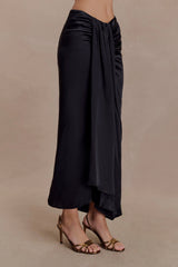 Zendaya Silk Midi Skirt - Black