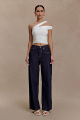 Anna One Shoulder Modal Top - White