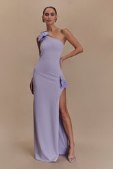 Hallie One Shoulder Bow Maxi Dress - Lilac