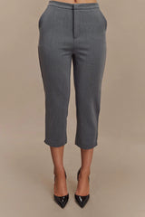 Anne Fitted Capri Pants - Charcoal Marle