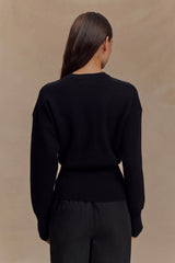 Alexia Buttoned Oversized Cardigan - Black