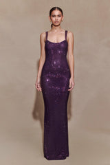 Jasmyn Hot Fix Maxi Dress With Mesh Back - Purple