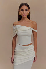 Irene Gathered Knit Top - Ivory