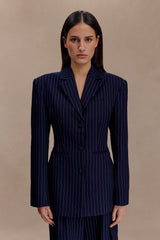 Bellamy Cinched Blazer - Navy Pinstripe