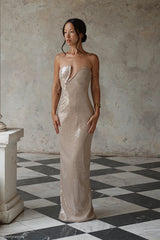 Winston Strapless Sequin Maxi Dress - Taupe