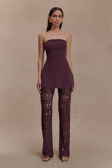 Anette Bandage Knit Strapless Top - Chocolate