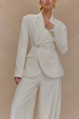 Cyrene Linen Wide Leg Pants - Oat Marle