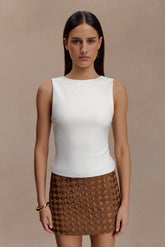 Kyra Open Back Scuba Crepe Top - White