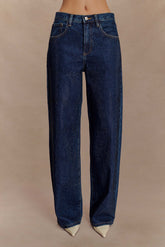 Laina Mid Rise Diamante Denim Jeans - Midnight Blue