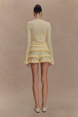 Amy Pointelle Bell Sleeve Cardigan - Lemon