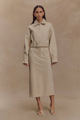 Fallon Denim Midi Skirt - Stone Wash