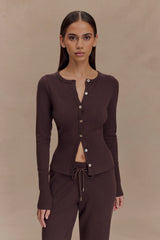 Reese Fitted Knit Cardigan - Dark Chocolate