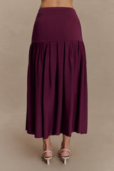 Romaine Bandage Knit Midi Skirt - Wine