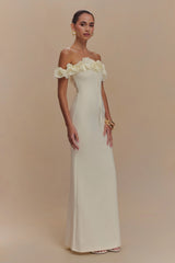 Nova Ruffle Off Shoulder Maxi Dress - Ivory