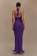 Melodie Halter Knit Maxi Dress - Purple