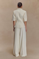 Opal Puff Sleeve Suiting Top - Ivory