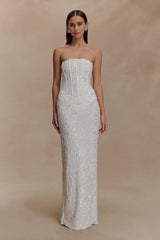 Gemma Strapless Embellished Maxi Dress - Ivory