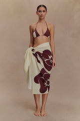 Evie Cotton Sarong - Chocolate Deco Fleur Print