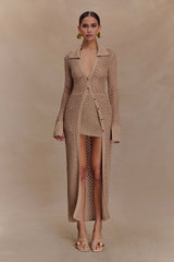 Waverley Metallic Knit Swim Cover Up - Gold