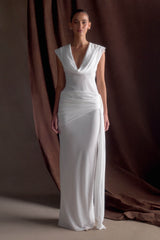 Giulia Chiffon Draped Maxi Dress - White
