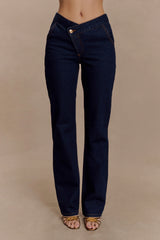 Remington V Front Straight Leg Jeans - Indigo Blue