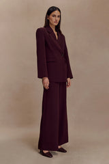 Arlo Wide Leg Suiting Trouser - Mahogany