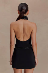 Emilia Beaded Neck Halter Top - Black