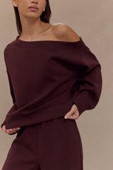 Aiden Slouchy Crew Jumper - Chocolate