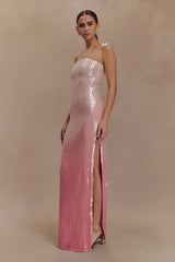 Miranda Strapless Sequin Maxi Dress - Ombre Pink