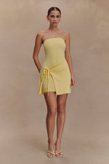 Rian Strapless Knit Mini Dress - Lemon