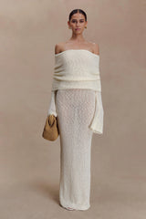 Marisol Off Shoulder Boucle Maxi Dress - Ivory