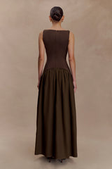 Acacia Contrast Sleeveless Maxi Dress - Chocolate