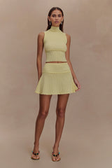 Indy Pointelle Knit Mini Skirt - Lemon