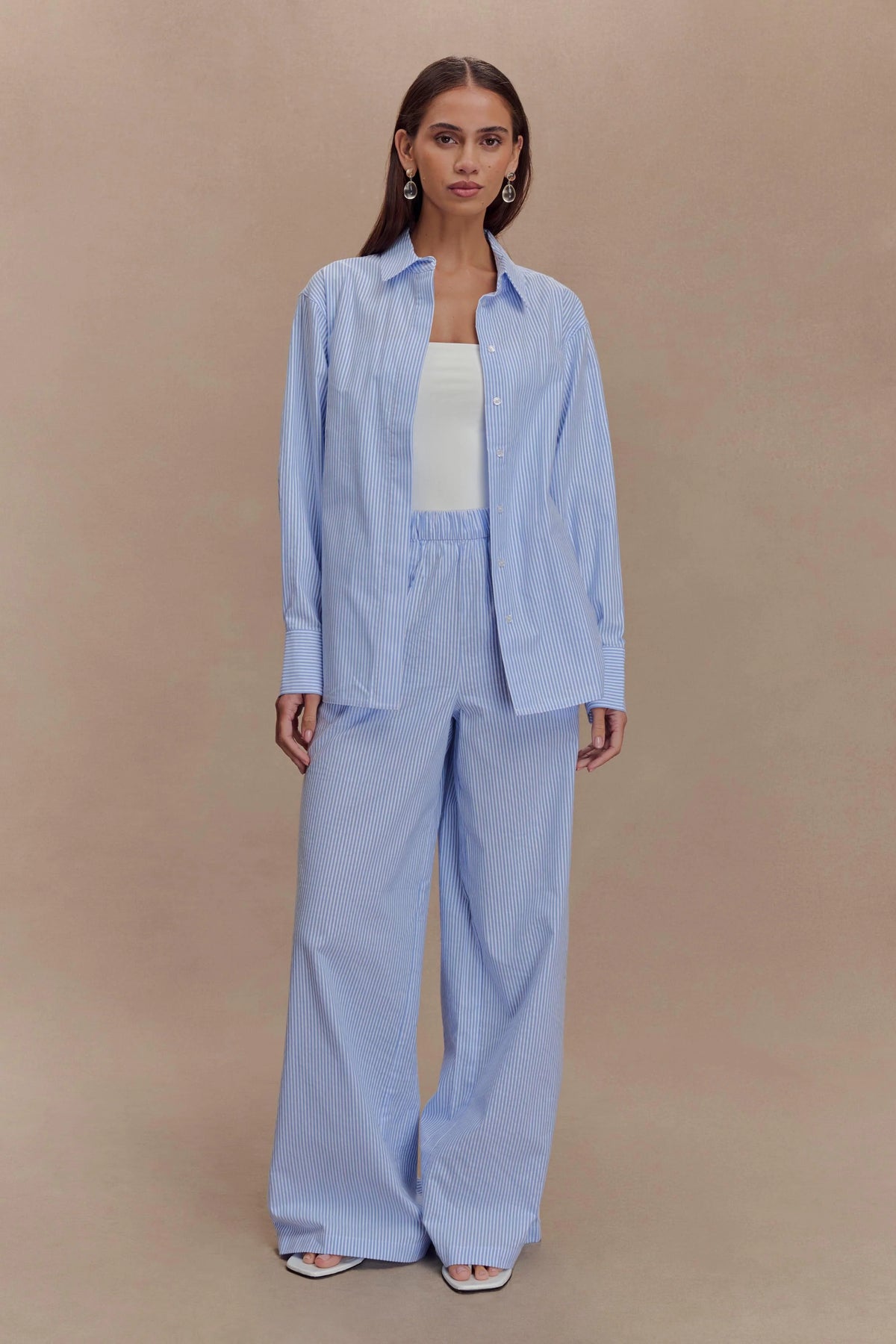 Hansen Oversized Shirt - Blue Pinstripe