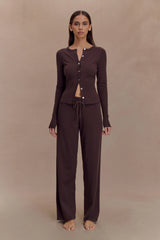 Natalya Knit Wide Leg Pants - Dark Chocolate