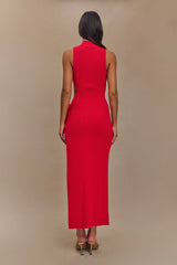 Stephanie Cut Out Knit Maxi Dress - Red