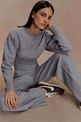 Ciaralee Cinched Waist Jumper- Grey Marle